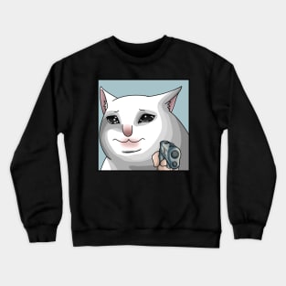 Sad Cat with a Gun Crewneck Sweatshirt